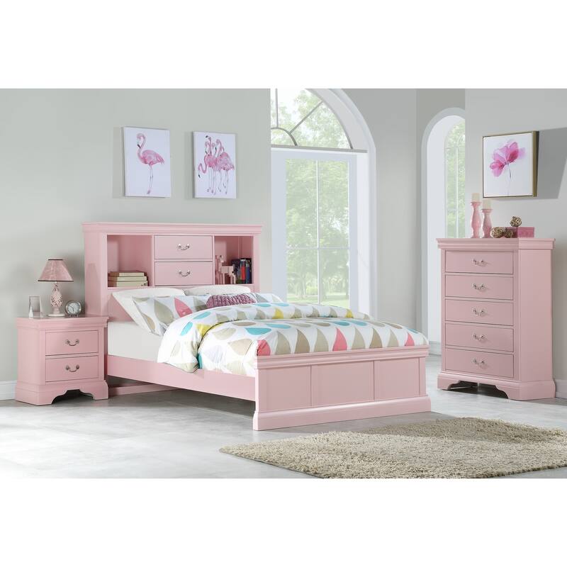Wooden Nightstand with Two Drawers