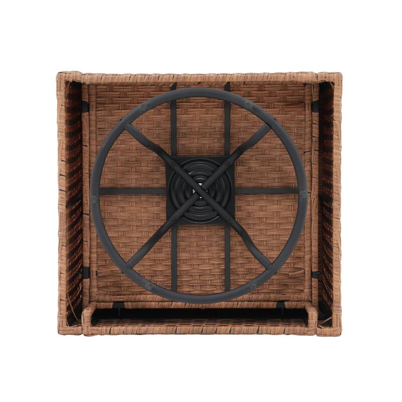 3-piece Cushioned Outdoor Wicker Swivel Chairs Set with Side Table Patio Armchair Sofa Set