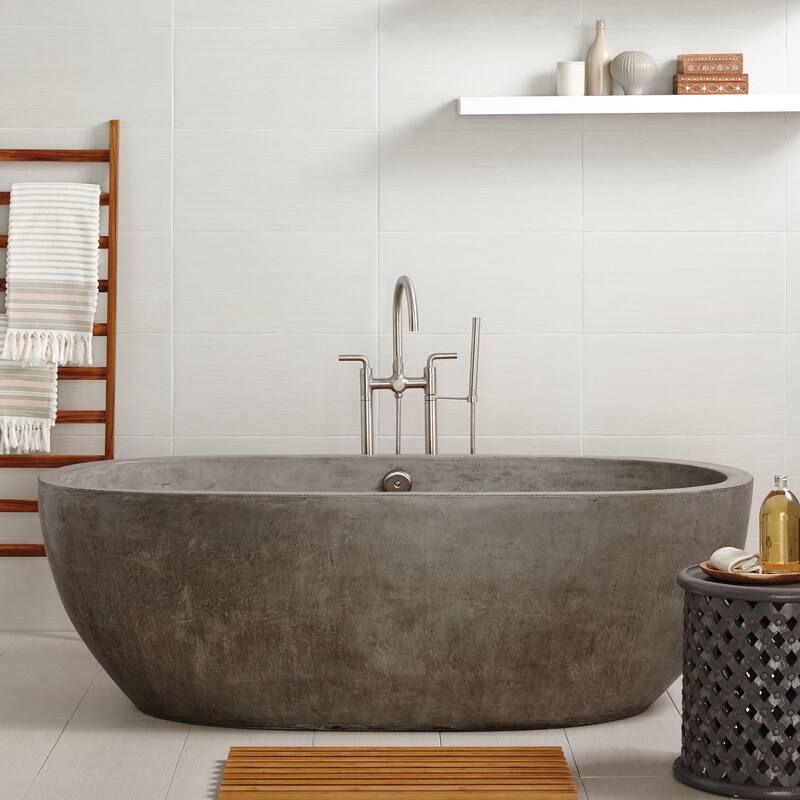 Native Trails Avalon 72" NativeStone Free Standing Bath Tub with - Ash