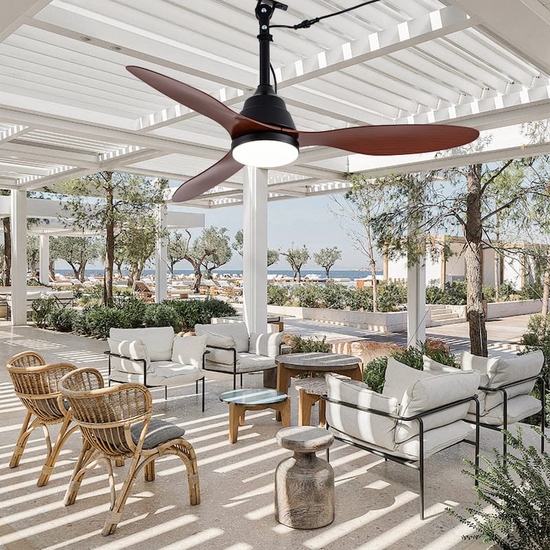 Cusp Barn 42" Outdoor Ceiling Fan with Light and Smart APP Remote Control, 6-Speed DC Motor Plug-in Hanging Fans with Cord