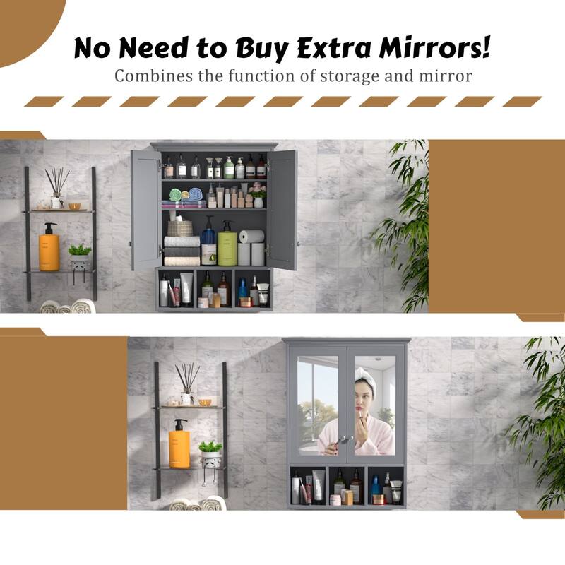 VEIKOUS Oversized Bathroom Medicine Cabinet Wall Mounted Storage with Mirrors