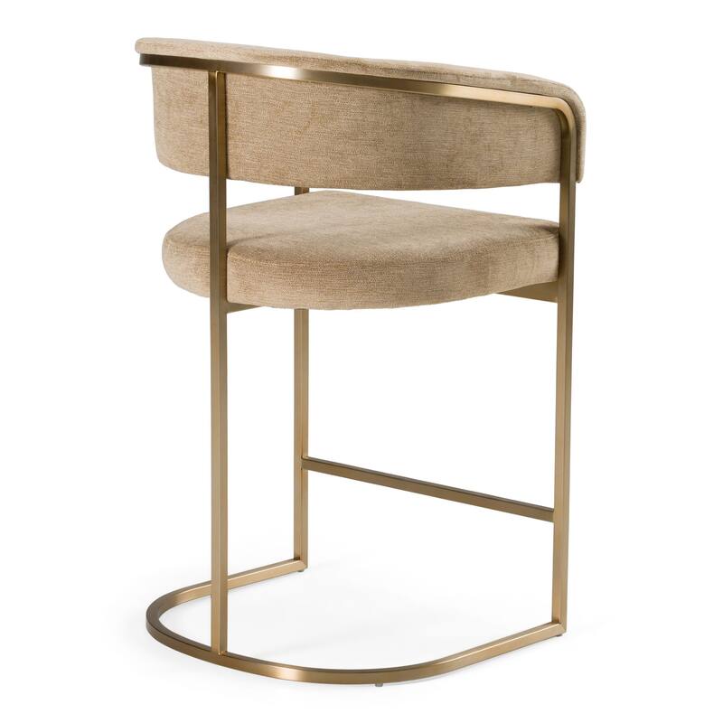 Modrest Sebastian Modern Brown Fabric & Antique Brass Counter Chair
