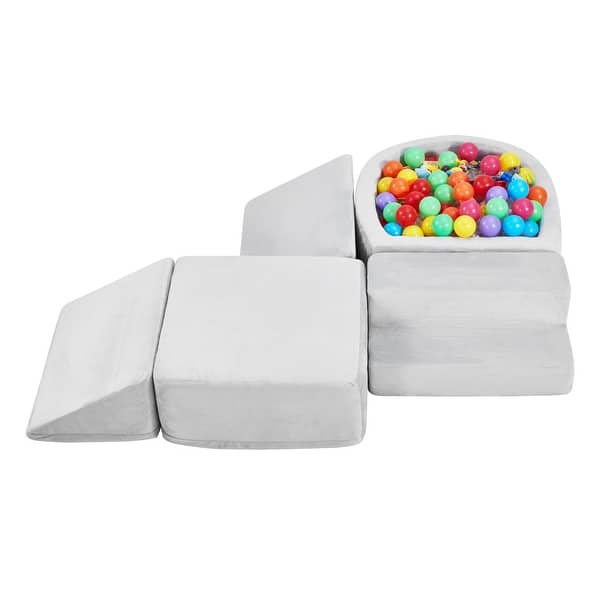 slide 2 of 12, White Crystal Velvet Foam Climbing Blocks Set, 5 Piece Modular Playset for Kids - N/A White