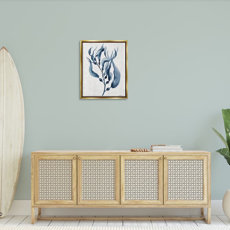 Stupell Delicate Waving Herb Leaves Framed Floater Canvas Wall Art Design By Carol Robinson