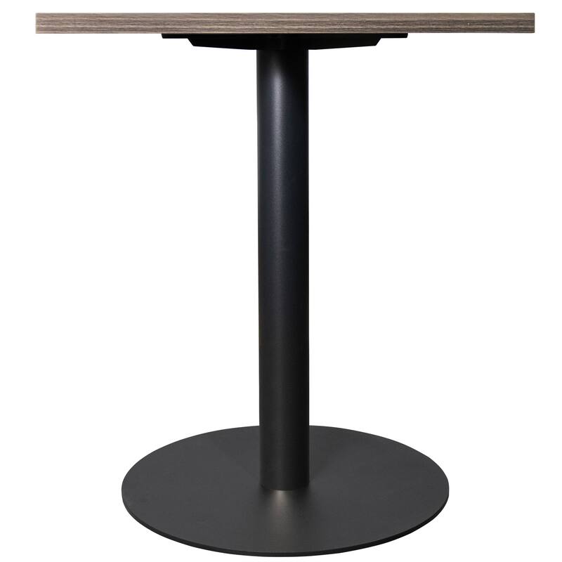 Vail Square Dining Table with 24 in. MDF Tabletop in Black Stainless Steel Round Pedestal Base Accent Kitchen Table