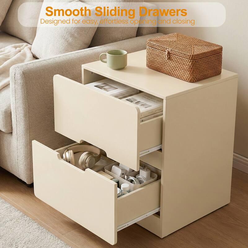 Handless Nightstand with 2 Drawers