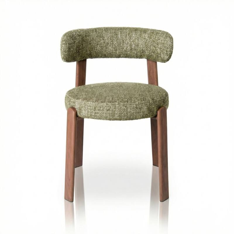 Upholstered Curved Back Wood-look Metal Frame 2pc Dining Chairs - N/A