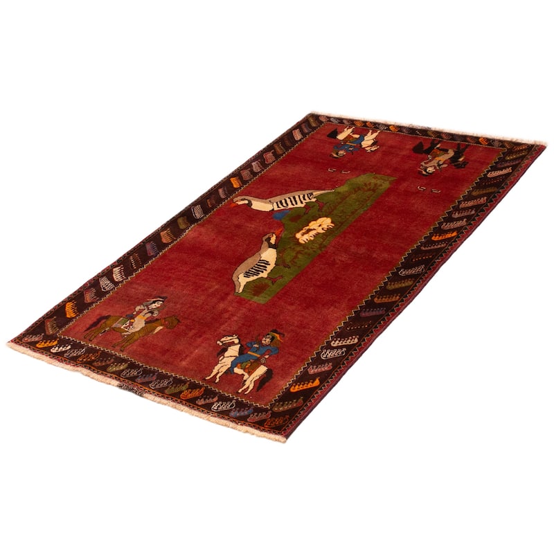 ECARPETGALLERY Hand-knotted Melis Vintage Red Wool Rug - 4'3 x 6'9