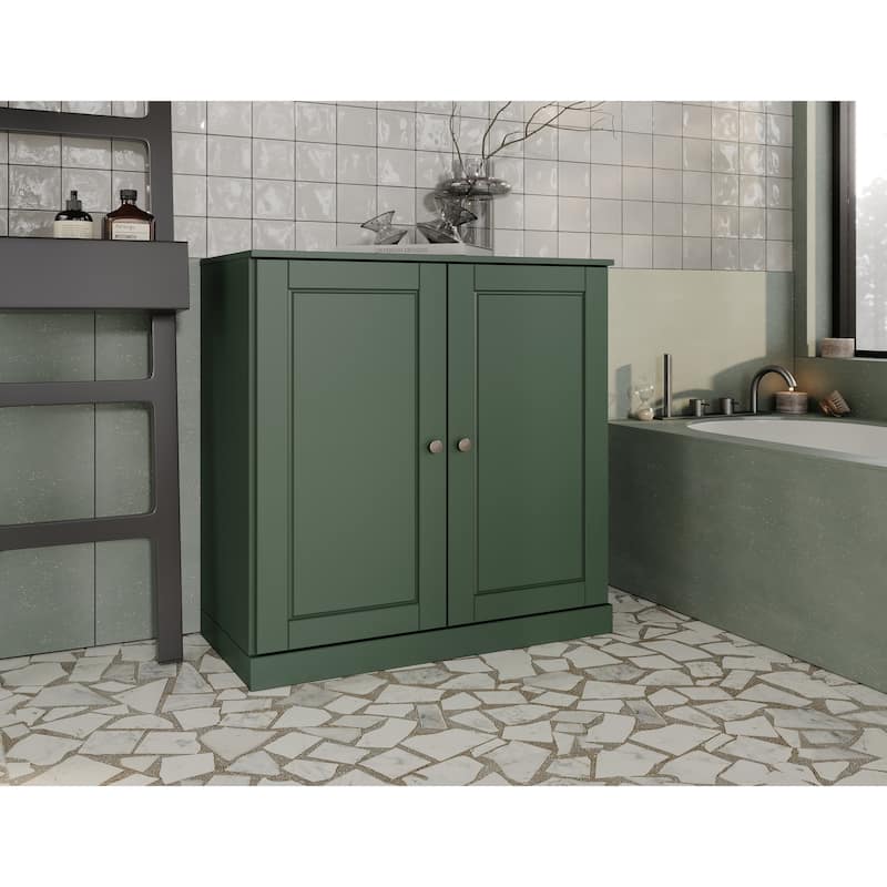 Palace Imports 100% Solid Wood 32" Bathroom Cabinet with Solid Doors and Adjustable Shelves - Green