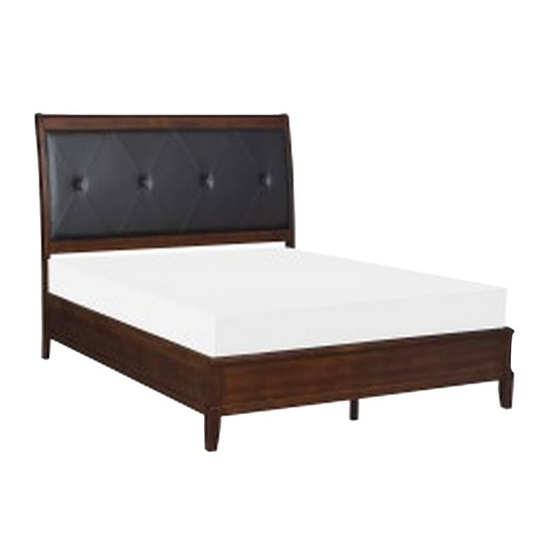 Beli 4 Pc Queen Size Bedroom Set, Button Tufted Headboard, Dark Cherry Finish