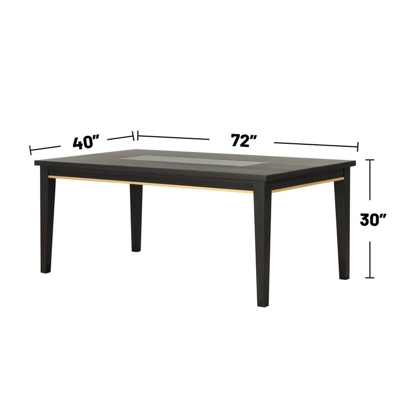 7 Piece Wooden Dining Set with Glass Top in Espresso