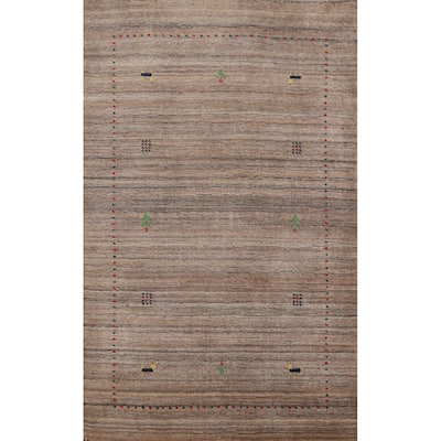 Animals Tribal Gabbeh Indian Accent Rug Handmade Wool Carpet - 3'0" x 4'10"