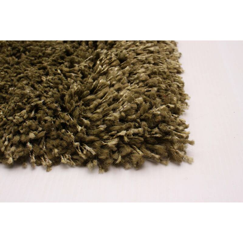 ECARPETGALLERY Machine Woven Lotus Mod Olive Polyester Shag - 4'0 x 5'7