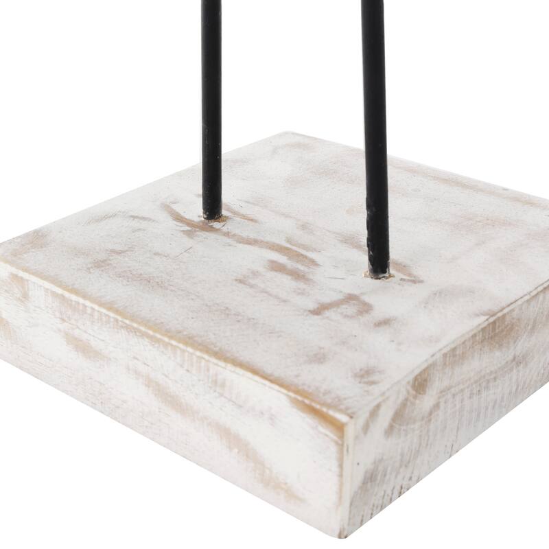 Black or Cream Teak Wood Tall 3 Link Chain Sculpture with Stand
