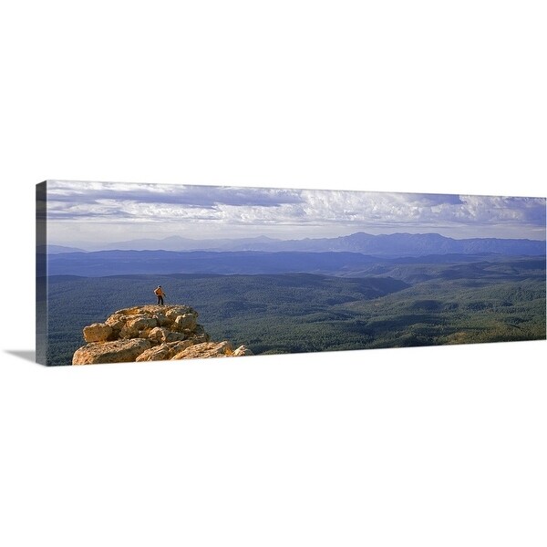 "Hiker standing on top of rock, Mogollon Rim, Pine, Gila County, Arizona" Canvas Wall Art
