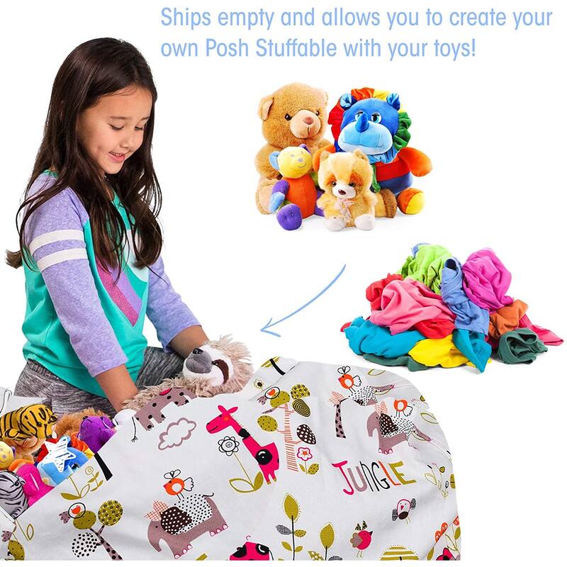 Kids Bean Bag Chair Cover Stuffed Animal Storage or Toy Organizer
