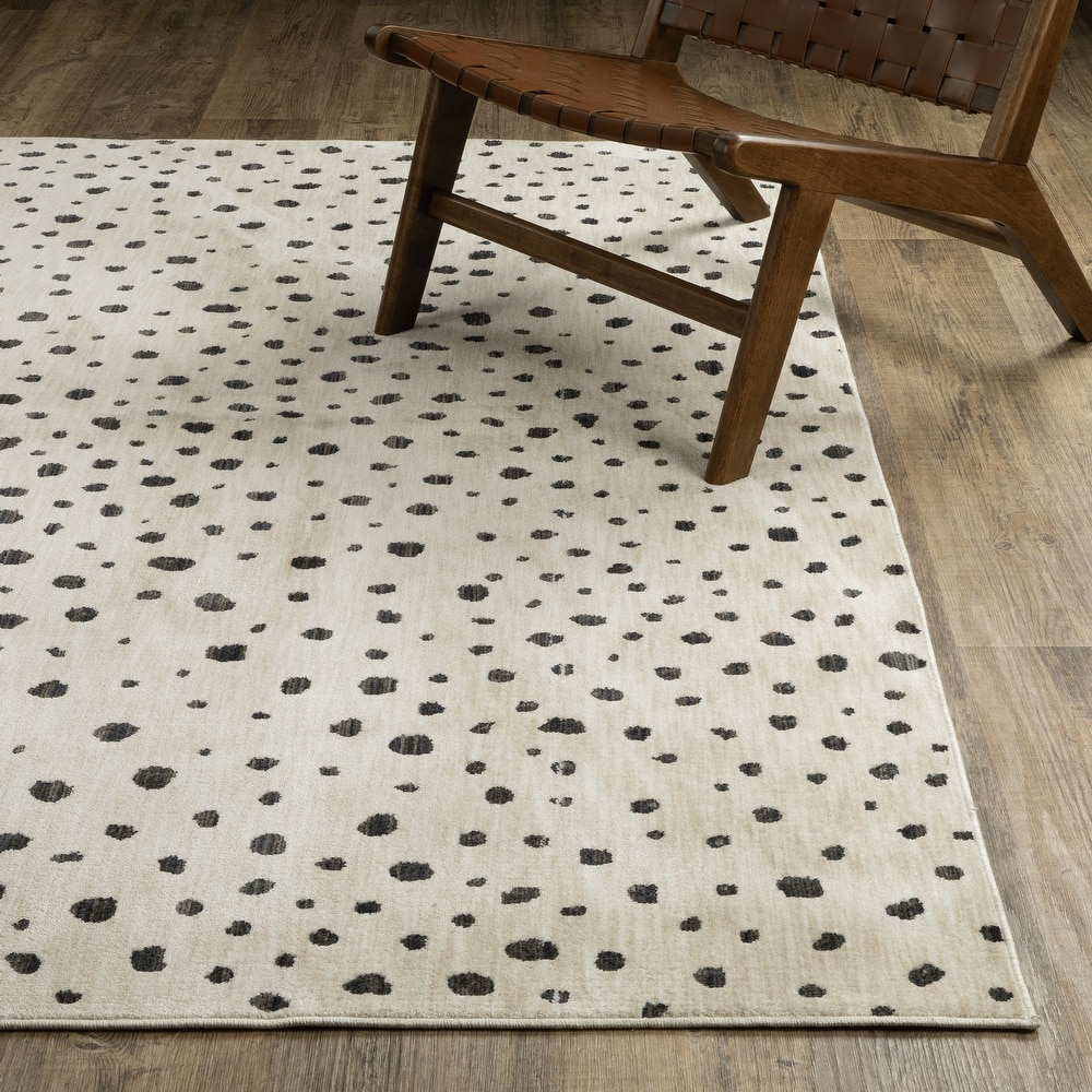 Hunter Abstract Playful Dots Beige/ Black Area Rug