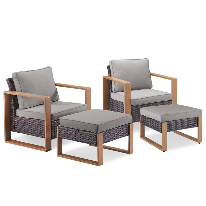 Gymojoy Outdoor Dining Chairs with Ottomans for Garden