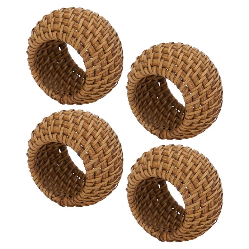 Rattan Napkin Rings With Woven Design (Set of 4)