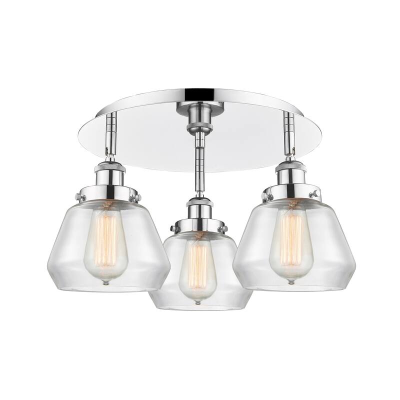 Innovations Lighting Fulton - 3 Light 18" Flush Mount - Clear/Polished Chrome
