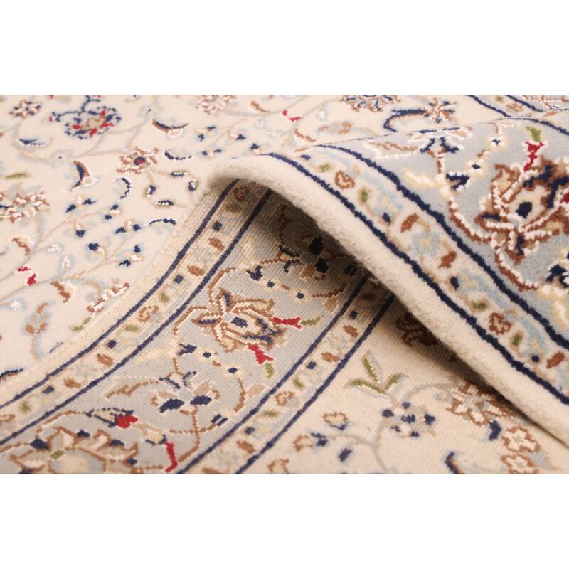 ECARPETGALLERY Hand-knotted Nain Cream Silk, Wool Rug - 2'9 x 16'3
