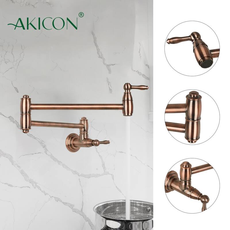 Copper Wall-Mounted Pot Filler Faucet