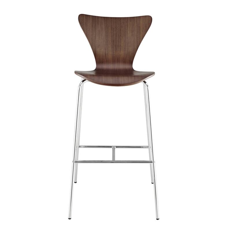 HomeRoots 30" Brown And Silver Metallic Stainless Steel Bar Chair