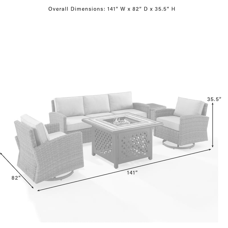 Crosley Bradenton 5Pc Swivel Rocker And Sofa Set W/Fire Table