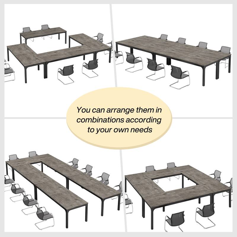 Long Conference Table Set of 4, 13FT Large Rectangle Meeting Seminar Table, 78.74-Inch Business Tables