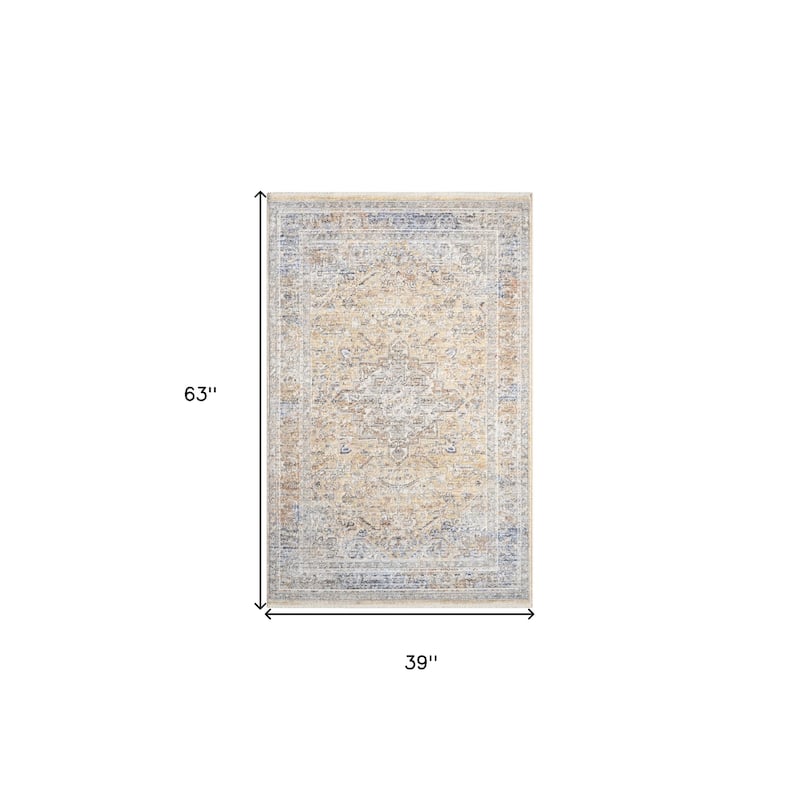 Nigow Power Loomed Distressed Area Rug By HomeRoots - 3' x 5'
