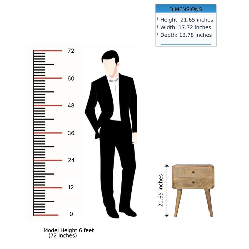 Solid Wood Curved Bedside