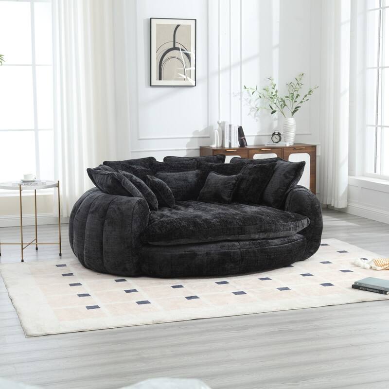 81.10" Double Bread Extra Large Round Sofa Bed with Armrests and Large Cushions