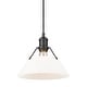 preview thumbnail 2 of 0, Yep by Golden Lighting Orwell 1-light 10in Pendant in Matte Black and Opal Glass