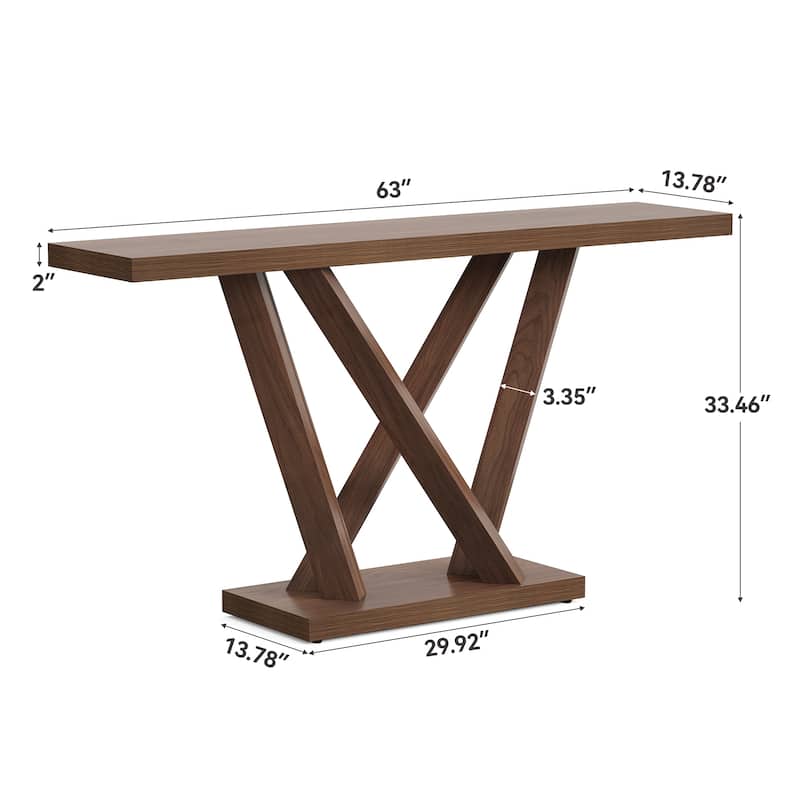 63" Farmhouse Entryway Console Table Behind The Couch
