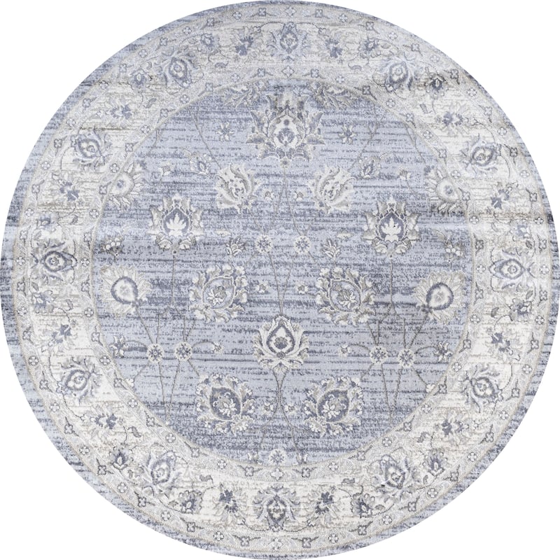 JONATHAN Y Traditional Persian Vintage Moroccan Area Rug - 5' Round - Light Gray
