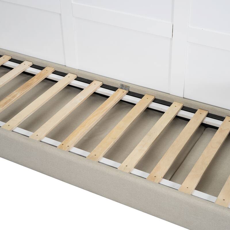 Queen Size Wall Bed with Sofa, Space-Saving Murphy Bed, White