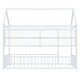 preview thumbnail 56 of 70, Metal House Bed with Metal Grid and Storage Shelves, Twin/Full Size Floor Montessori Bed with Roof Frame and Fence Guardrails