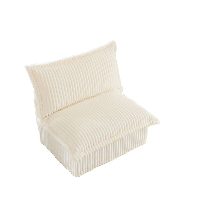 Armless Sofa - Cream Corduroy