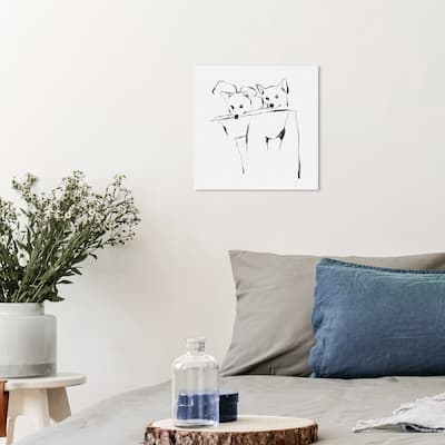 Wynwood Studio Canvas Animals Stick For Two Black and Modern & Contemporary Wall Art Canvas Print