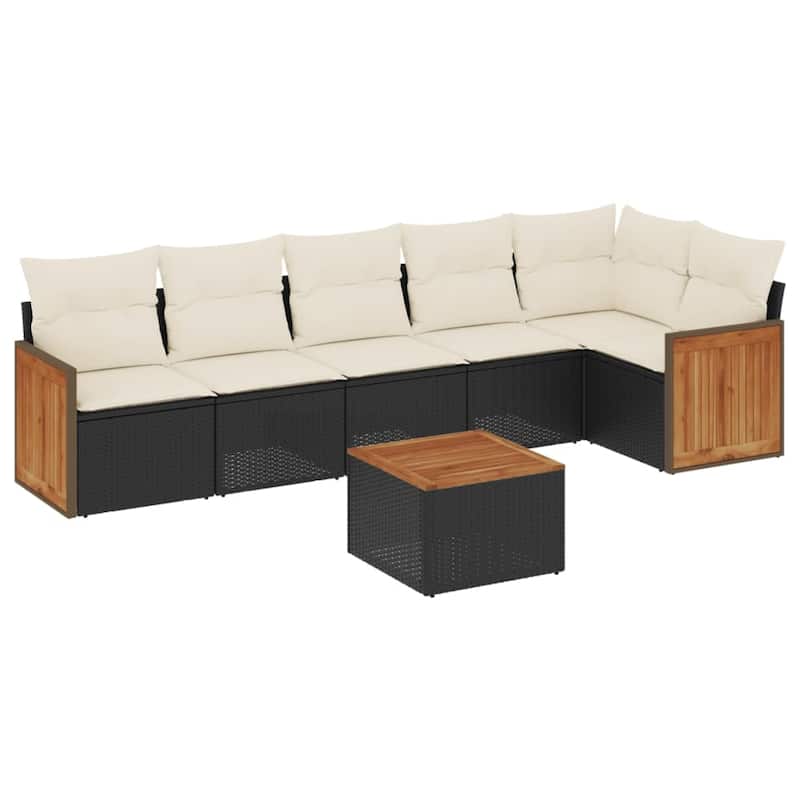 vidaXL Patio Sofa Set with Cushions Outdoor Conversation Furniture Poly Rattan