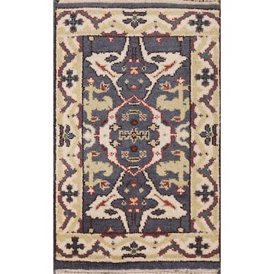 All-Over Indian Oushak Rug Hand-Knotted Wool Carpet - 2'0"x 3'0"