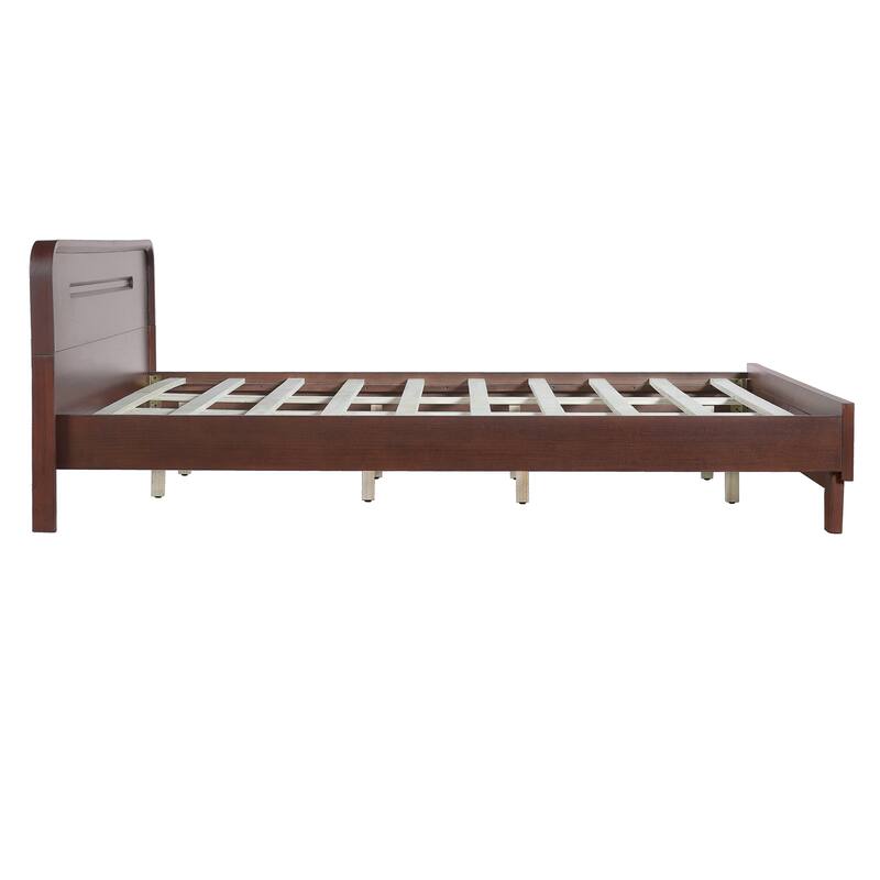 Rustic Style Solid Pine Wood Platform Bed,Queen/King
