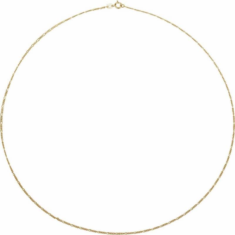 Curata 14k Yellow Gold 1.28mm Figaro Chain Necklace (Lobster)