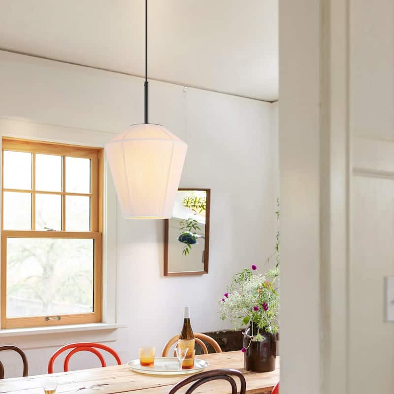 1-Light Modern Farmhouse Handwoven Rope Pendant Light for Kitchen Island - 10.6 in. W x 11.8 in. H