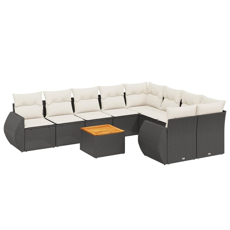 vidaXL Patio Sofa Set with Cushions Outdoor Furniture 10 Piece Poly Rattan