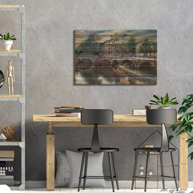 Beautiful Amsterdam Print On Wood by Manjik Pictures - Multi-Color