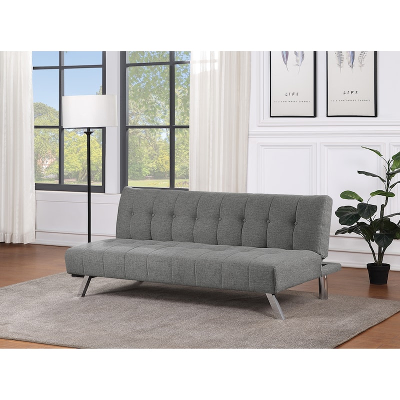 Sawyer Futon with Stainless Steel Legs - Grey Fabric