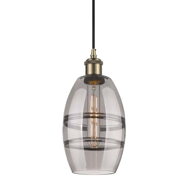 Innovations Lighting 516-1P-9-6 Vaz Pendant Vaz 6" Wide Mini Pendant - Antique Brass / Light Smoke