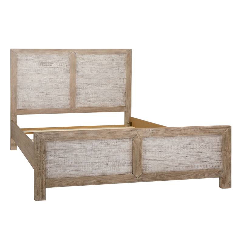 Rowena Pine Wood Panel Bed, Light Gray - King