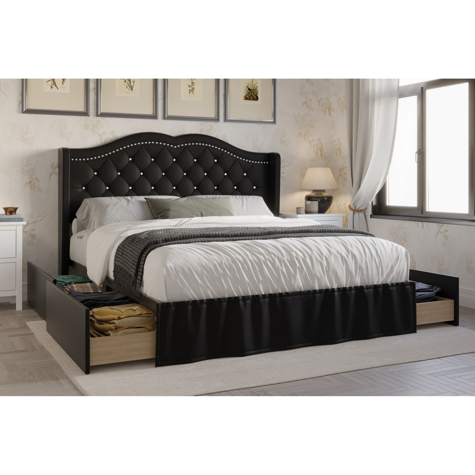 Yusuf tufted upholstered low online profile standard bed
